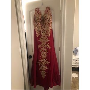 Red/ gold prom dress